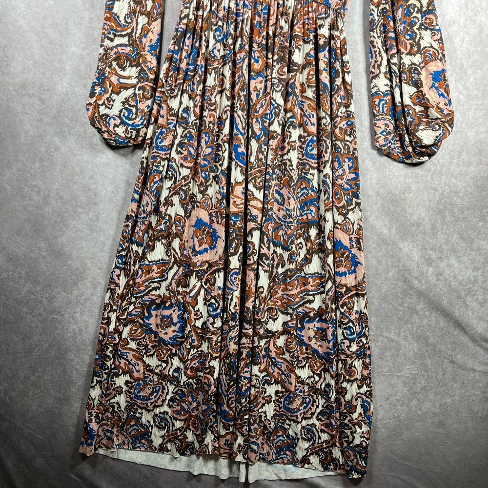 Rachel Pally Maxi Dress Womens L Brown Paisley Long Sleeve Bohemian‎ Long Casual - Picture 6 of 10